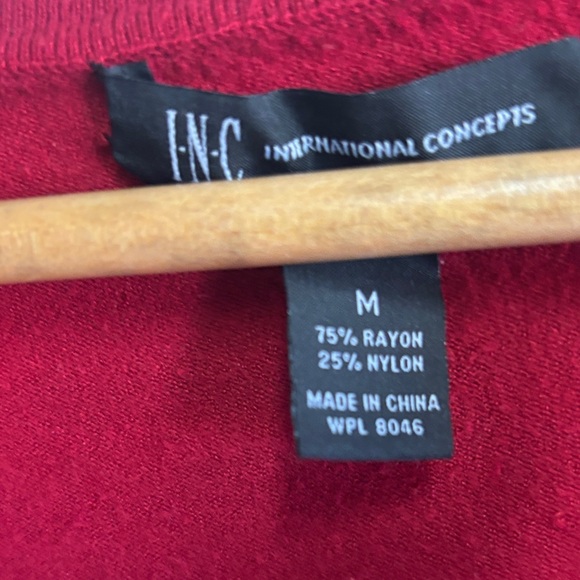 INC International Concepts Red Puff Sleeve Blouse - Picture 4 of 5